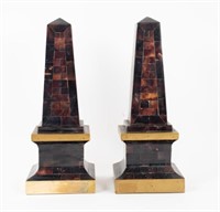 Pair of Tessellated Horn Obelisks