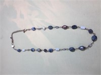 Sterling Chain & Blue Stone Necklace