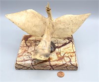 Prehististoric Art Pottery Bird Perched On Marble