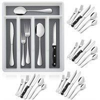 E-far 24-Piece Silverware Set with Organizer Tray