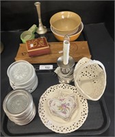 Glass Coasters, Stoneware/Pyrex Bowls, BBQ Set.