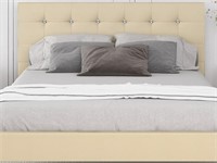 Queen Size Platform Bed Frame With Linen