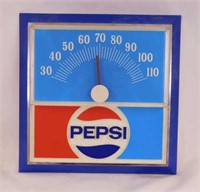 Pepsi-Cola plastic thermometer, 9" square