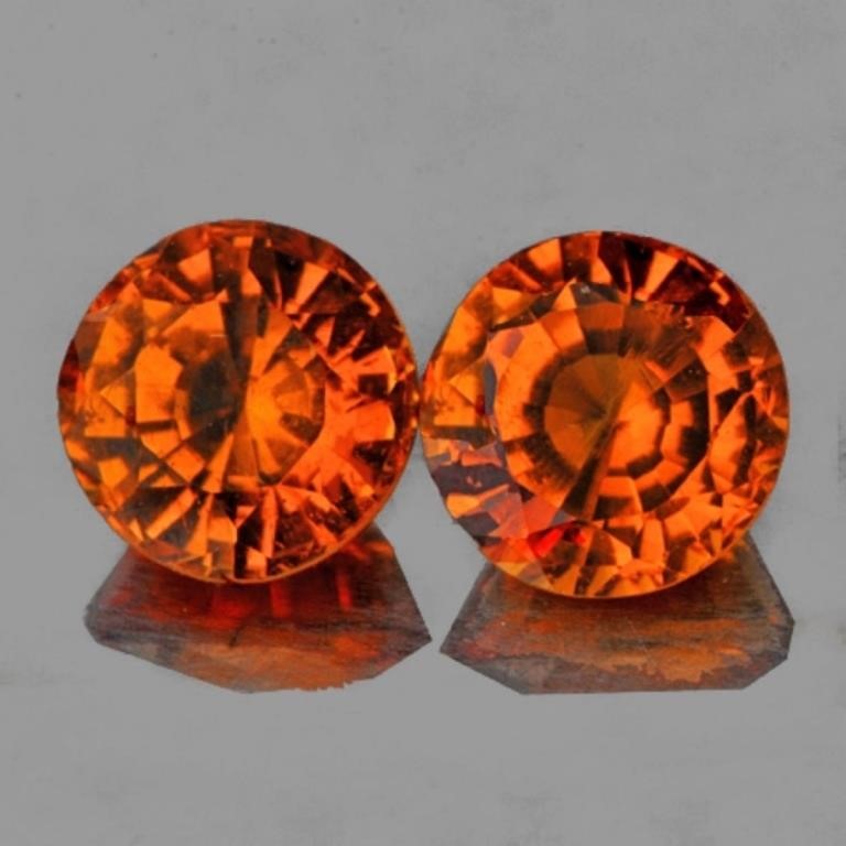 Natural Orange Spessartite Garnet Pair {Flawless-V