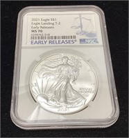 2021 SILVER AMERICAN EAGLE MS70 EARLY RELEASE