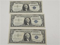 3-- 1957 Blue Seal Currency Notes