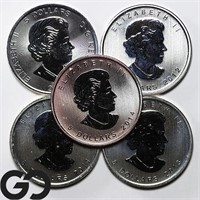 5x 1oz Canadian $5 Silver Coins