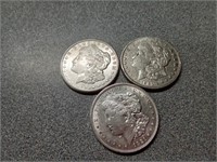 X3 1921P,D,S set of Morgan silver dollar coins
