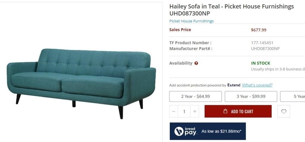 WR61 Hailey Sofa in Teal