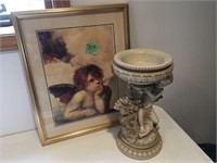 angel pic, & candle stand