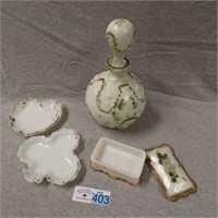 Early Milk Glass Vanity Set