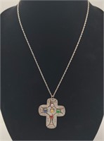 Hand Engraved Sterling Cross Pendant & Chain