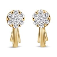14k Gold .77ct Diamond Floral Cluster Earrings