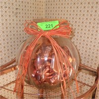 JAR OF COPPER PLATED COOKIE CUTTERS
