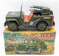 Vintage Japan Tin Friction Jeep with Box