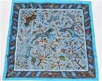 Hermes, "Pavement" Silk Scarf in Aqua