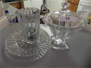 Pedestal Covered Candy Dish, Plate, Vase