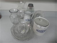 Clear Glass Assortment, Vases, Pitcher, Etc.