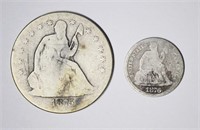 1876-CC SEATED DIME and 1875-S SEATED HALF