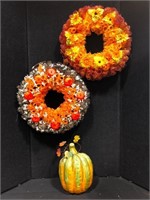 Wreaths & Ceramic Pumpkin