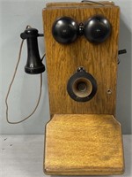 Wood Wall Mounted Hand Crank Telephone