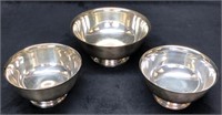 3 Vintage Paul Revere Silverplate Bowls