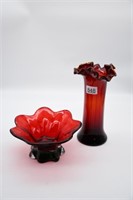 Large Pigeon Blood Vase w/Polished Pontil &
