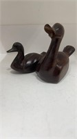 Wood Carved Brown Ducks