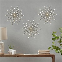 ZEXUIRU 3 Set Gold Metal Jeweled Wall Art Bling Cr