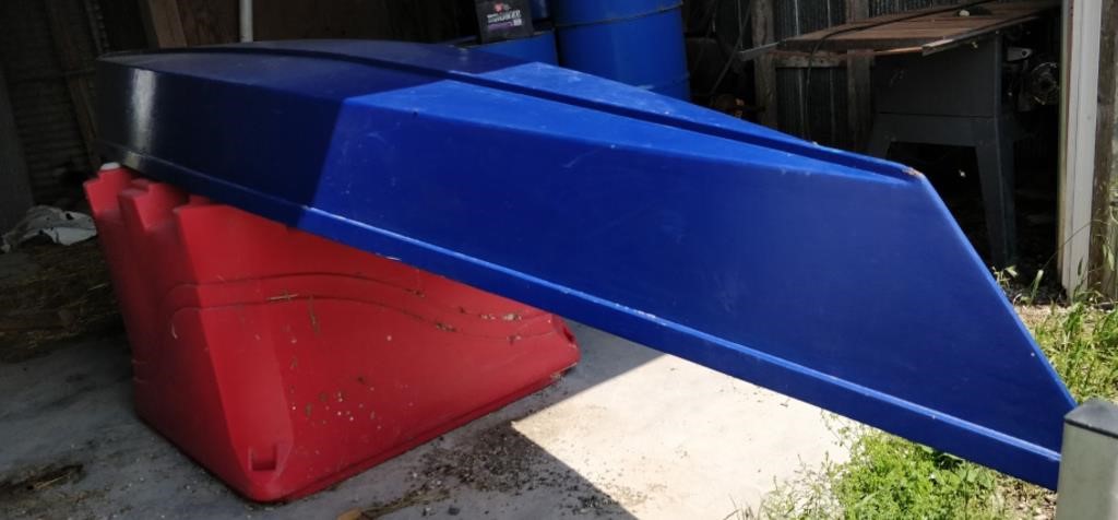 Blue Flat Bottom Canoe