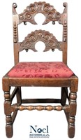 Antique English Oak Charles II Chair, Circa 1650