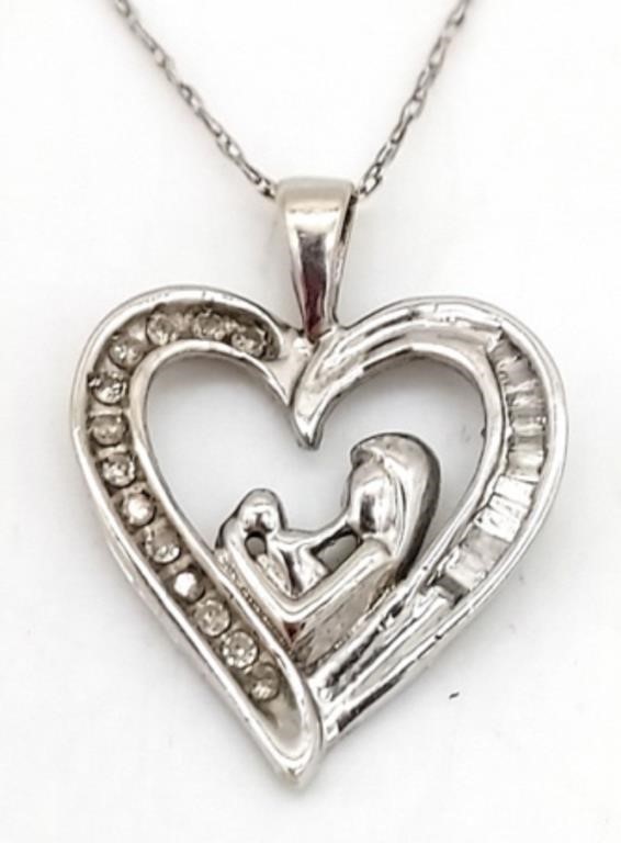 (KC) Ladies 10K White Gold Mother's Necklace