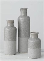 3 Pack Two-Tone Gray Ceramic Bottle Vase