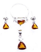 925 Sterling Silver Genuine Topaz Jewellery set, E