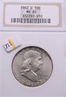 1962 D NGC MS65 FRANKLIN HALF DOLLAR