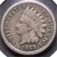 1863 INDIAN HEAD CENT VF