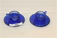 PAIR OF COLBALT BLUE CHILD'S CUP AND SAUCER