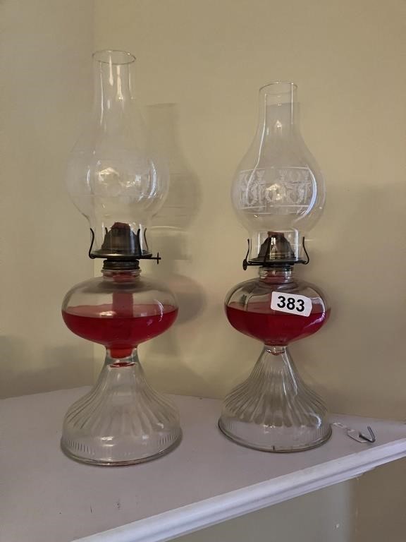 Oil lamps w/chimneys (2 x bid)