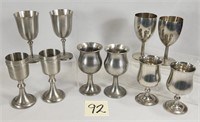 Lot of (10) Pewter Wine Chalices