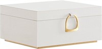 2-Layer Jewelry Organizer Box for Women, White