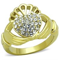 Fancy .09ct White Sapphire Heart Claddagh Ring