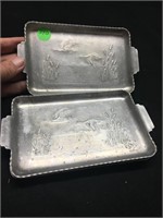 2 Hammered Aluminum Coin Dresser Trays