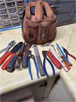 tool belt with screwdrivers, misc tools