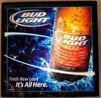 Budweiser Bud Light Advertising Sign Lighted