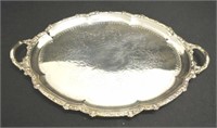 Vintage decorated oval silver plate serving tray