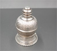Egyptian silver spice canister with stand
