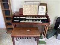 HAMMOND ORGAN AND PIANO BENCH AND MUSIC