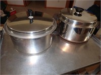 (2) Stainless Dutch Ovens - 1 With Copper Bottom