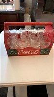 Metal Coke Tote with Glass Coke Glasses