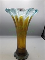Handblown Turquoise & Amber Ombre Flower Vase